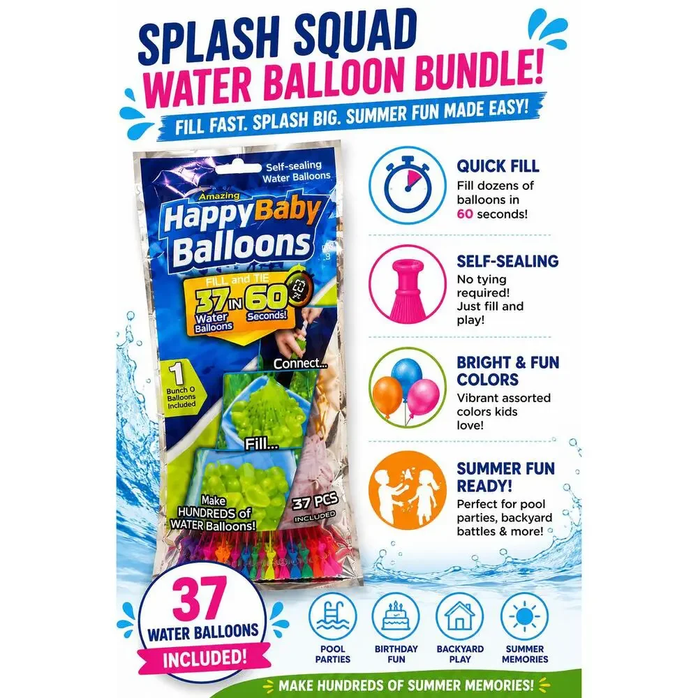 Splash Squad Quick-Fill Water Balloon Bundle | Self-Sealing Summer Water Balloo